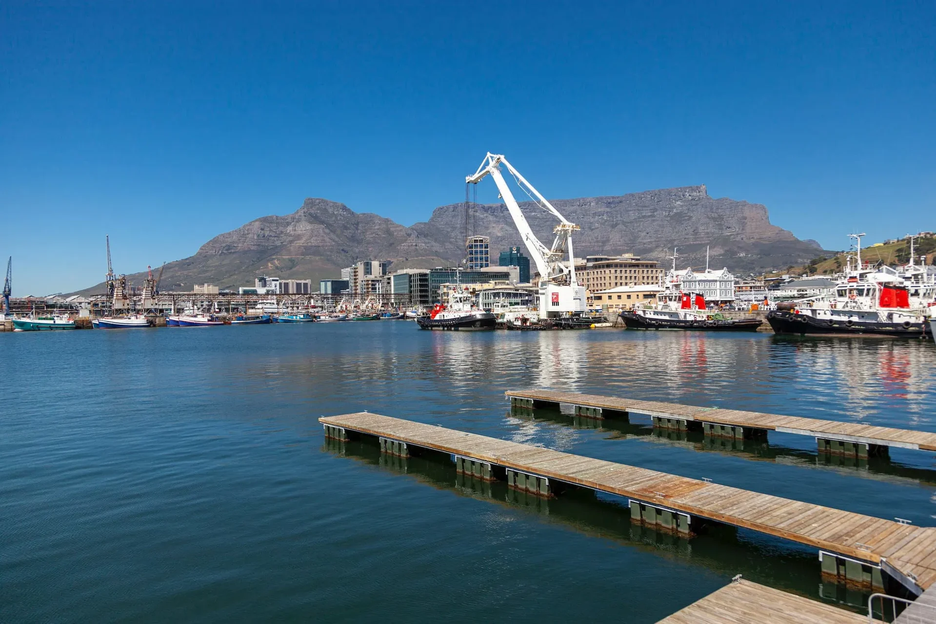 Cape Town harbour with Table Mountain in the background